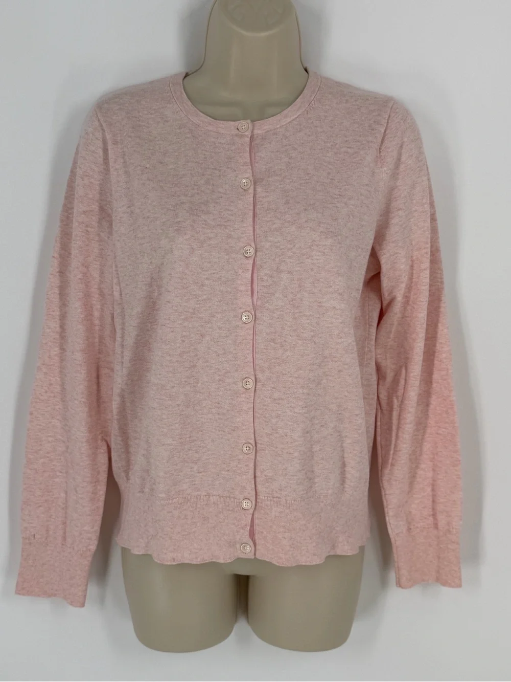 Lands’ End Pink Button Front Cardigan Sweater S Soft Cotton Blend Classic Preppy - Picture 3 of 12
